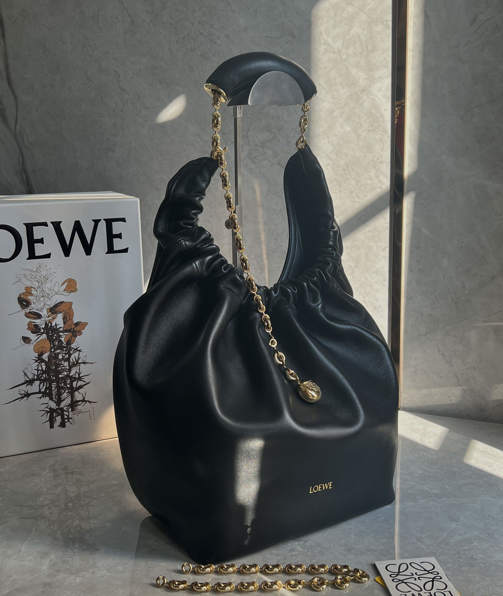 Loewe Small Squeeze Bag in Mellow Nappa Lambskin Black